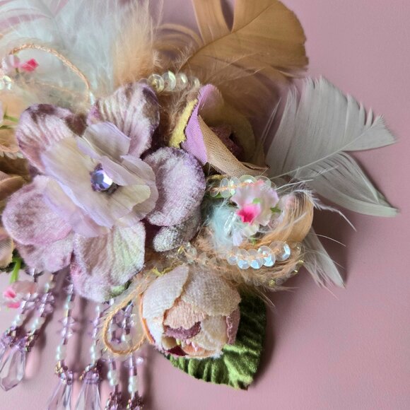 Velvet Flower Hair Clip | 1920s-style Flapper Girl | Romantic Hair Accessory - Picture 3 of 8